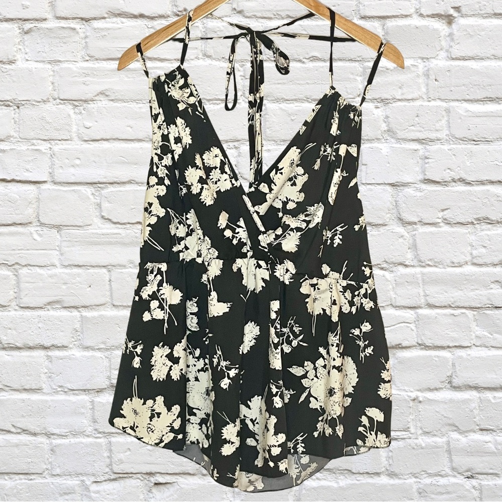 Black and White Floral Halter Top NWOT